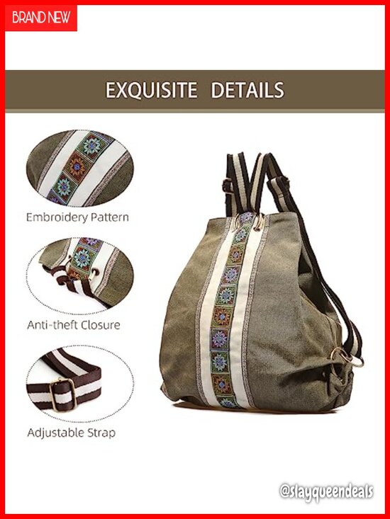 Canvas Backpack Daypack Casual Shoulder Bag Vintage Heavy-duty Anti-theft Travel main image 4
